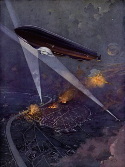 A Zeppelin over Antwerp by Willy Moralt